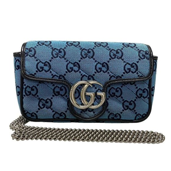 Gucci Handbags - Gucci Shoulder Bag GG Marmont Quilted Leather Super Mini Bag 476433 Blue And
